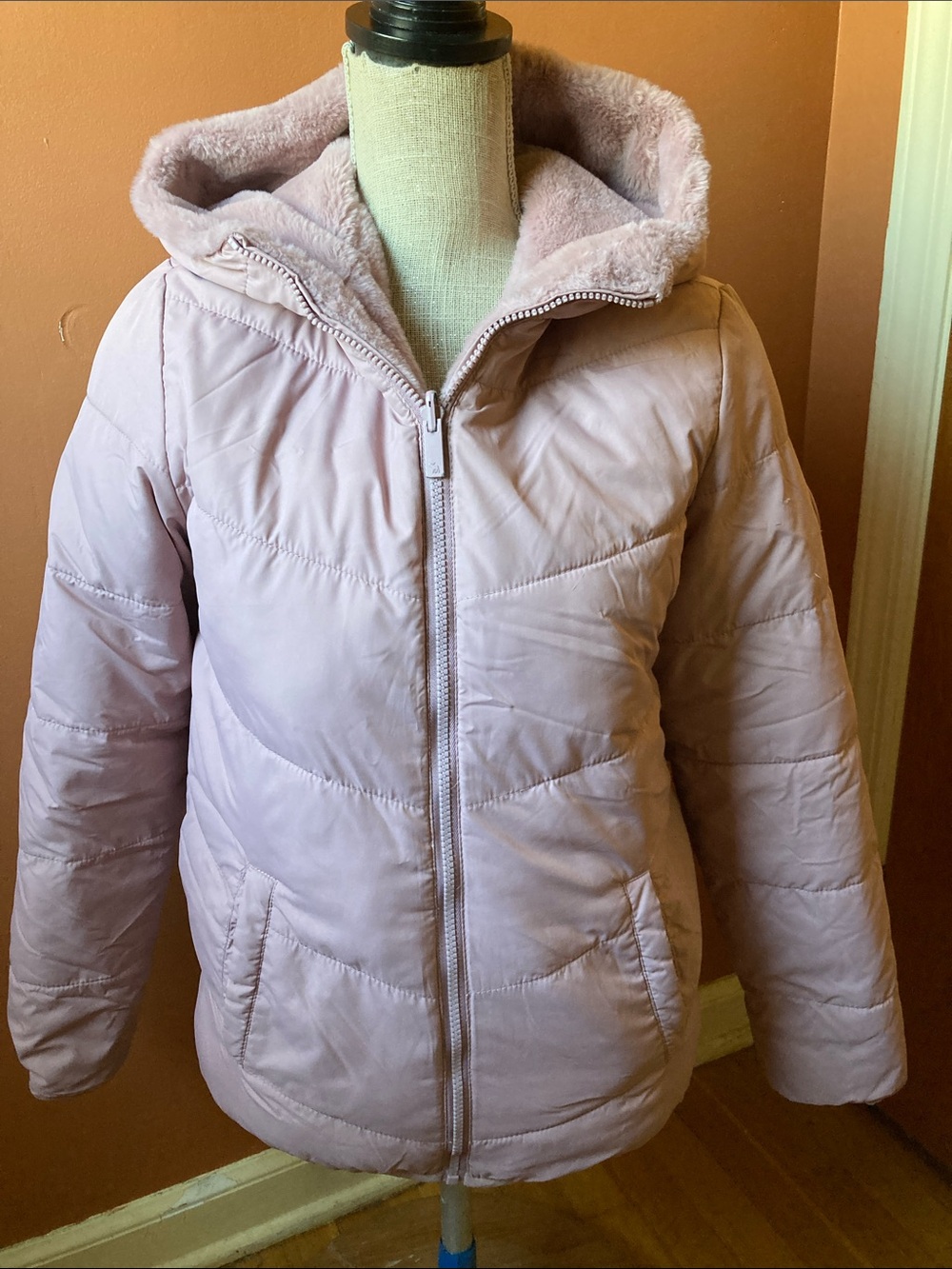Abercrombie & Fitch Kids Light Pink Hooded Lined Puffer Jacket - 15/16